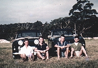 [The mates and our Austin Healy Sprites Mk. 1]